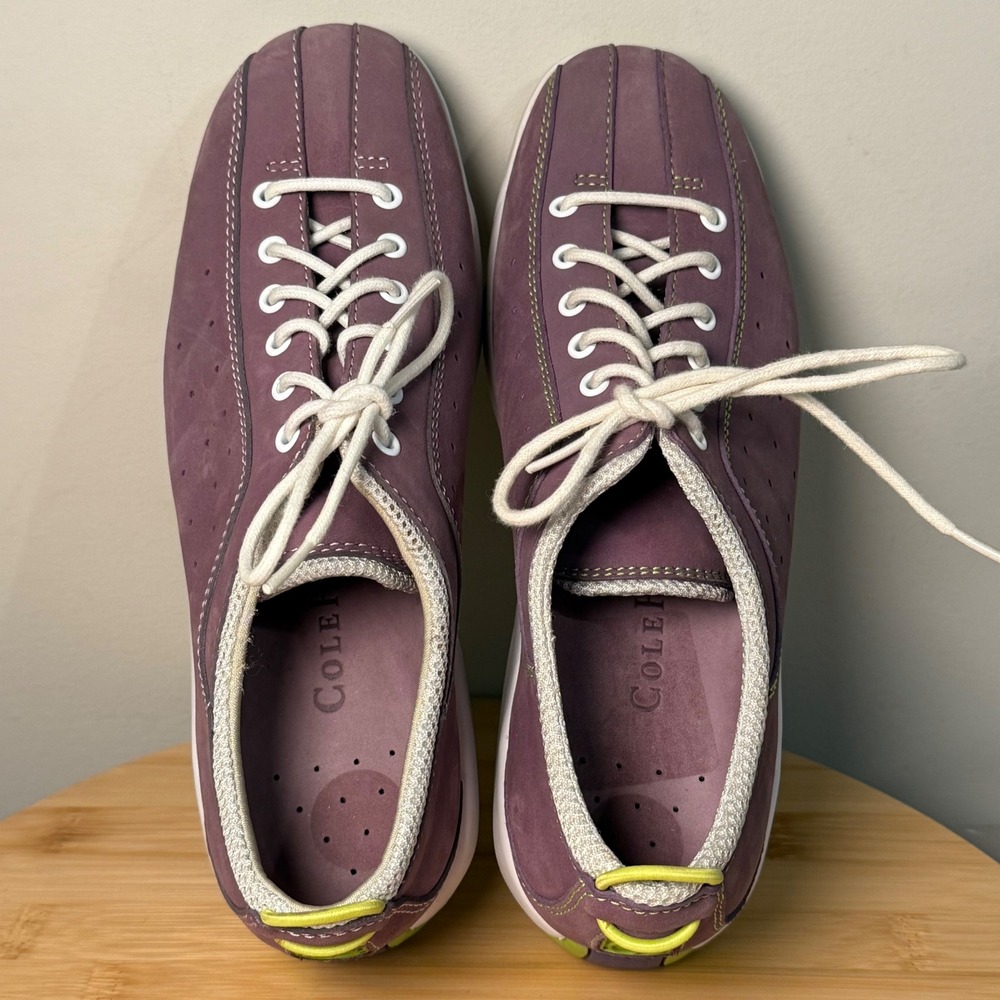 Cole Haan Air Purple Nubuck Leather Casual Oxford Women's Sneakers 6B Laces - Picture 6 of 8